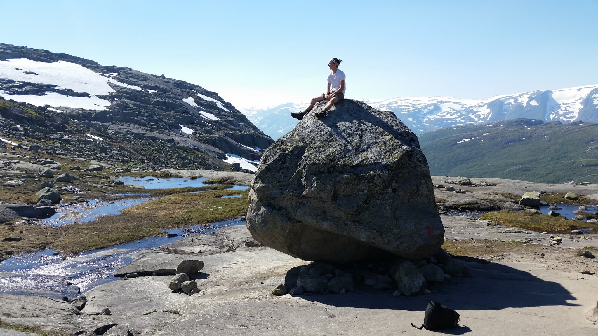 Zach sitting on a rock.